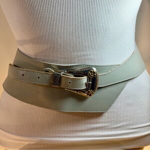 Vintage Leather Wrap Grey Belt with Silver/Gold Buckle